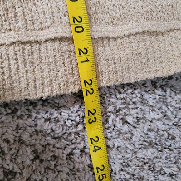 Free People- Camel Cotton V Neck Cropped Sweater- Size Large - Picture 10 of 11